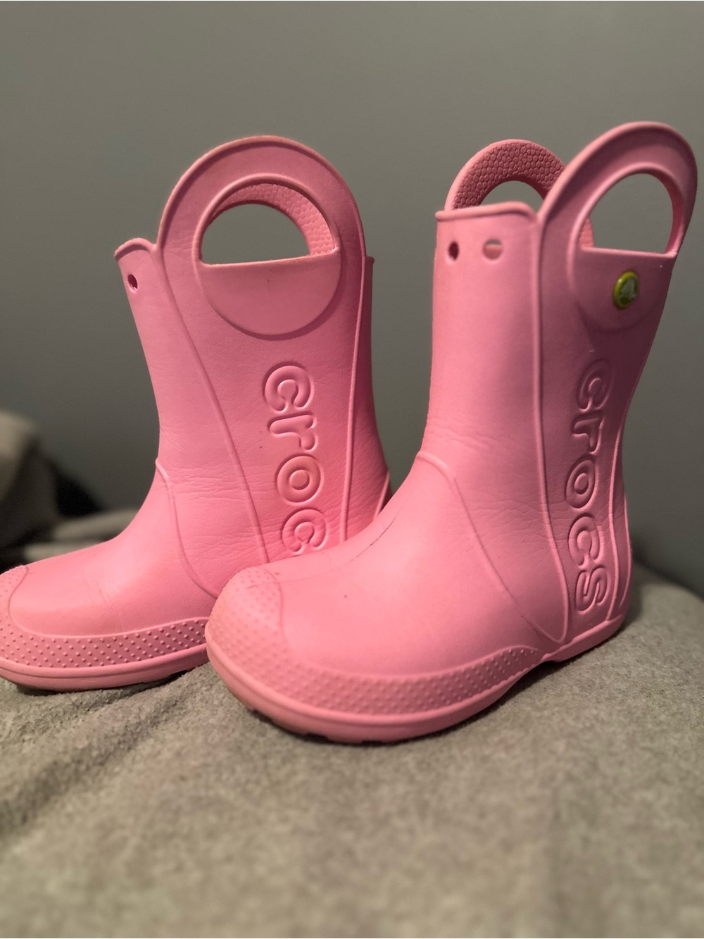 Crocs Kids Handle It Rain Boots Light Pink Waterproof J1 Croslite Pull On - Picture 5 of 5